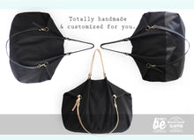 Load image into Gallery viewer, Weekend bag, canvas and leather bag, black. Personalized with name