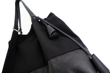 Load image into Gallery viewer, TOTE bag made of canvas and italian leather, black. Anna bag
