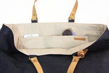 Load image into Gallery viewer, Olivia TOTE bag, Shopping bag made of Denim and italian leather personalized with your name