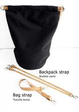 Load image into Gallery viewer, Cleo CONVERTIBLE BACKPACK, leather backpack, made of  italian Suede leather, Black color.