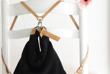 Load image into Gallery viewer, Cleo CONVERTIBLE BACKPACK, leather backpack, made of  italian Suede leather, Black color.