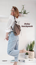 Load image into Gallery viewer, Roby BACKPACK, leather and canvas backpack, black color