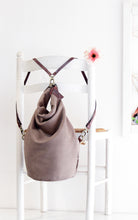 Load image into Gallery viewer, Cleo CONVERTIBLE BACKPACK, leather backpack, made of  italian leather, Taupe color.