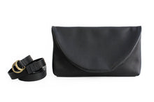 Load image into Gallery viewer, Waist bag, belt bag or Clutch, made of very soft leather, black. Waist bag