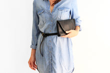 Load image into Gallery viewer, Waist bag, belt bag or Clutch, made of very soft leather, black. Waist bag