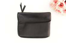 Load image into Gallery viewer, Black leather clutch bag or make-up pouch - AGUR clutch personalized with your name