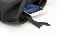 Load image into Gallery viewer, Black leather clutch bag or make-up pouch - AGUR clutch personalized with your name