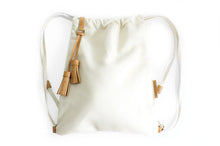 Load image into Gallery viewer, Vale BACKPACK, canvas and leather backpack, beige. Personalized with your initials