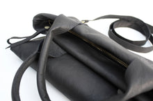 Load image into Gallery viewer, Leather CROSSBODY bag made of italian leather  color black. Laura leather crossbody and hand bag