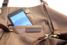 Load image into Gallery viewer, Weekend bag, canvas and leather bag, made of water resistant fabric brown personalized bag with name