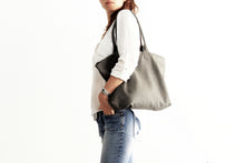 Load image into Gallery viewer, Leather tote bag, SHOULDER BAG made of italian leather grey. Mia leather shoulder bag