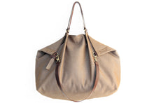 Load image into Gallery viewer, Weekend bag, canvas and leather bag, made of water resistant fabric brown personalized bag with name