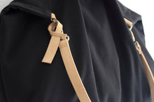 Load image into Gallery viewer, Weekend bag canvas and leather shoulder bag, black. Personalized bag with name