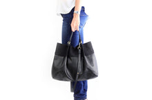 Load image into Gallery viewer, TOTE bag and HAND bag made of soft italian leather, canvas and italian leather. Emma bag