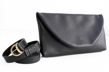 Load image into Gallery viewer, Waist bag, belt bag or Clutch, made of very soft leather, black. Waist bag