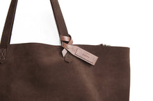 Load image into Gallery viewer, Anita TOTE bag, Shoulder bag made of brown chocolate LEATHER personalized with your name