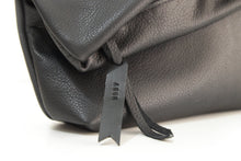 Load image into Gallery viewer, Black leather clutch bag or make-up pouch - AGUR clutch personalized with your name