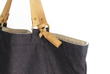 Load image into Gallery viewer, Olivia TOTE bag, Shopping bag made of Denim and italian leather personalized with your name