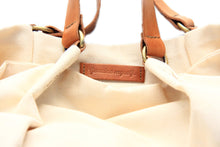 Load image into Gallery viewer, Weekend bag canvas and leather shoulder bag beige. Personalized bag with your name