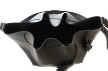 Load image into Gallery viewer, Bucket bag, shoulder bag made of saffiano printed leather, black color. Chiara leather bucket bag