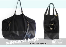 Load image into Gallery viewer, Weekend bag, canvas and leather bag, black. Personalized with name