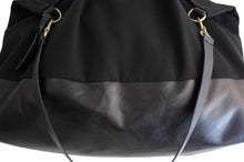 Load image into Gallery viewer, Weekend bag, canvas and leather bag, black. Personalized with name