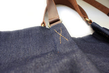 Load image into Gallery viewer, Weekend BAG, denim and leather bag, blue. Personalized with name