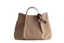 Load image into Gallery viewer, Anna TOTE bag and HAND bag made of canvas and italian leather personalized