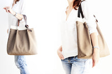Load image into Gallery viewer, Anna TOTE bag and HAND bag made of canvas and italian leather personalized