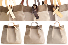 Load image into Gallery viewer, Anna TOTE bag and HAND bag made of canvas and italian leather personalized