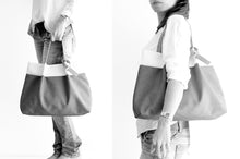 Load image into Gallery viewer, Anna TOTE bag and HAND bag made of canvas and italian leather personalized
