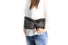 Load image into Gallery viewer, Black leather clutch bag - Clutch CRIS, very soft leather / nappa bag, black