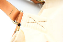 Load image into Gallery viewer, Weekend bag canvas and leather shoulder bag beige. Personalized bag with your name