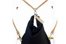 Load image into Gallery viewer, Cleo CONVERTIBLE BACKPACK in bag, canvas and leather backpack, Black color.