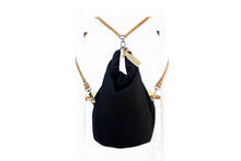 Load image into Gallery viewer, Cleo CONVERTIBLE BACKPACK in bag, canvas and leather backpack, Black color.