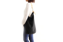 Load image into Gallery viewer, Cleo CONVERTIBLE BACKPACK, leather backpack, made of  italian Suede leather, Black color.
