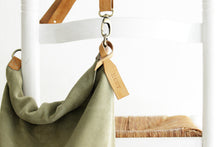 Load image into Gallery viewer, Cleo CONVERTIBLE BACKPACK, leather backpack, made of  italian Suede leather, Olive color.