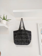 Load image into Gallery viewer, Double Face bag: Italian leather and tweed fabric, TOTE bag and shoulder bag. Rebecca Bag