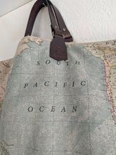 Load image into Gallery viewer, Double Face bag: Italian leather and Map fabric, TOTE bag and shoulder bag. Rebecca Bag