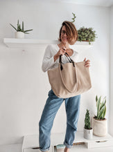 Load image into Gallery viewer, Double Face bag: Italian leather and Map fabric, TOTE bag and shoulder bag. Rebecca Bag