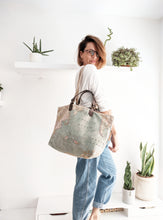 Load image into Gallery viewer, Double Face bag: Italian leather and Map fabric, TOTE bag and shoulder bag. Rebecca Bag