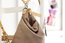 Load image into Gallery viewer, Cleo CONVERTIBLE BACKPACK, leather backpack, made of  italian leather, Taupe color.