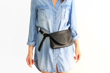 Load image into Gallery viewer, Waist bag, belt bag or Clutch, made of very soft leather, black. Waist bag