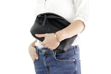 Load image into Gallery viewer, Black leather clutch bag or make-up pouch - AGUR clutch personalized with your name