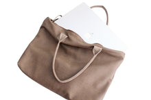 Load image into Gallery viewer, Leather tote bag, SHOULDER BAG made of italian Taupe leather. Mia leather shoulder bag