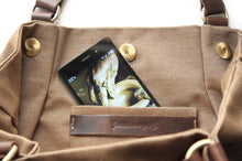 Load image into Gallery viewer, Susy Canvas and leather shoulder bag, made of water resistant canvas and leather