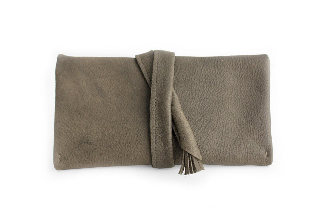 Wallet Cris, leather wallet color grey leather wallet for women with fringe. Cris LEATHER WALLET