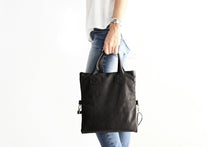 Load image into Gallery viewer, Leather CROSSBODY bag made of italian leather  color black. Laura leather crossbody and hand bag