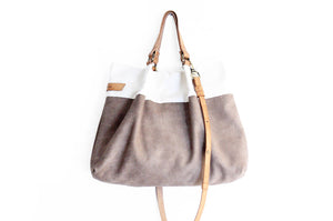 TOTE bag and HAND bag made of soft nubuck leather, canvas and italian leather. Emma bag