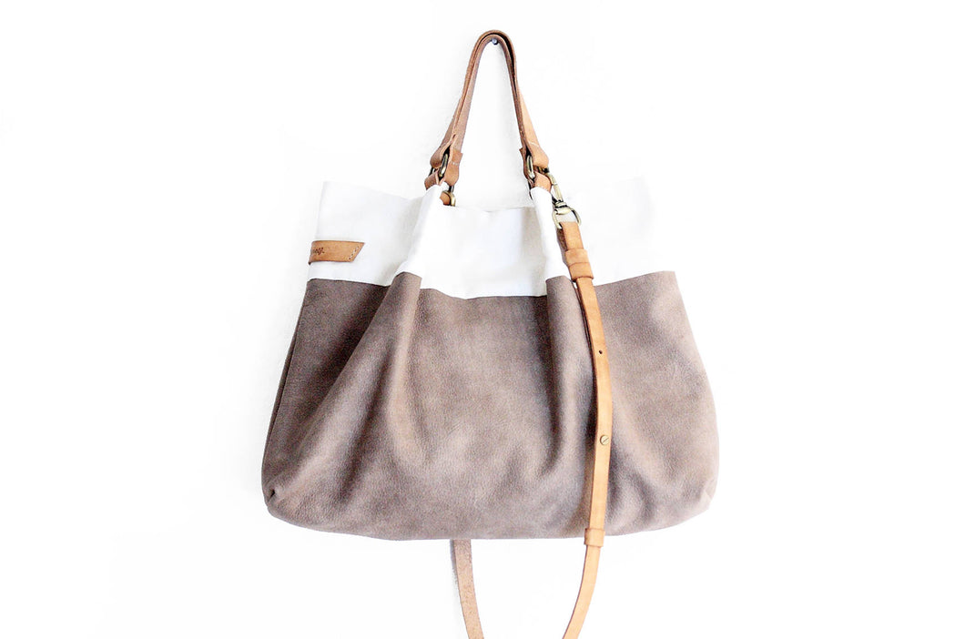 TOTE bag and HAND bag made of soft nubuck leather, canvas and italian leather. Emma bag